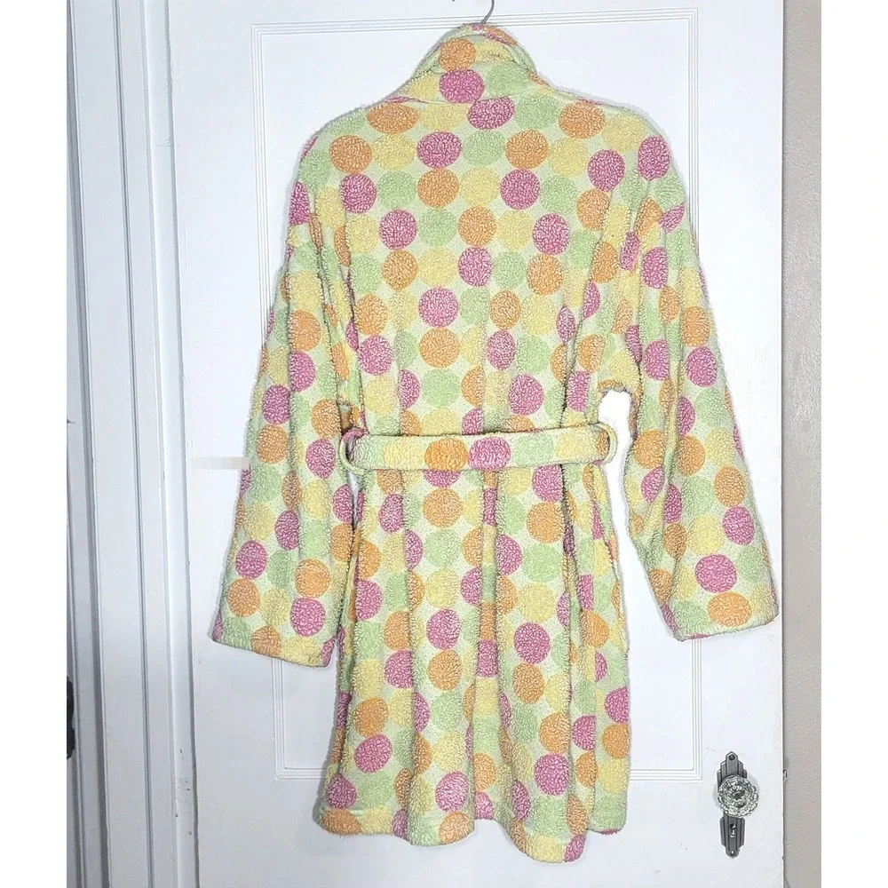 Aegan Apparel Womens Polka Dot Plush Terry Cloth Robe Multicolor OSFM